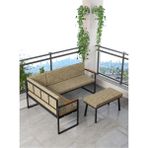 Src Serisi Balkon, Bahçe, Cafe, Köşe Takımı, Balkon Köşe Takımı Puflu - Cappucino - 120x170 - Cappuccino