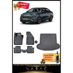 Srcmats Fiat Egea Sedan 2015 Sonrası Araca Özel 3D Havuzlu Paspas & Bagaj Havuzu Seti - Siyah