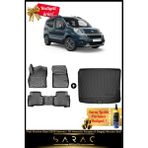 Srcmats Fiat Fiorino Dizel 2020 Sonrası Araca Özel 3D Havuzlu Paspas & Bagaj Havuzu Seti - Siyah