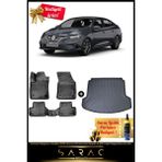 Srcmats Renault Megane 4 Sedan 2016 Sonrası 3D Havuzlu Paspas & Çift Cepli Bagaj Havuzu Seti+ - Siyah