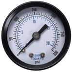 Sreuyong -40 1/8 İnç Mini Basınç Göstergesi Yakıt Yağ Sıvı Su için 0-20Bar / 0-300 Psi Basınç Test Cihazı Metre Basınç Test Aletleri