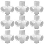 Sreuyong 4Way 1/2" Tee PVC Montaj Dirsek - Ağır Hizmet Tipi PVC Mobilya Yapın - PVC Yarım İnç Dirsek Bağlantı Elemanları [12'li Paket]
