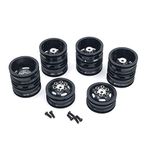 Sreuyong Double Wheel Metal Wheel Rim Hub for B16 B36 Q63 Q64 6X6 6WD 1/16 RC Truck Car Upgrade Accessories Parts,Black