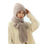 Sreuyong Kapüşonlu Eşarp Kadın Peluş Astarlı Akrilik Balaclavas Hood Eşarp Şapka Rüzgar Geçirmez Entegre Kulak Koruyucu Moda Kış Kap C, Süt , One Size