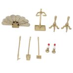 Srliya Dollhouse şömine Aksesuar Seti, Neo Klasik tarzı Minyatür Mobilya Ile Raf, Kapak, araçları, Mumluklar Ve Mumlar, Dollhouse Dekorasyon Için Ideal, Erkek Ve Için