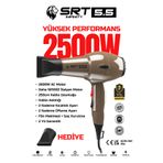 SRT Infinity 2500 W Fön Makinesi & Saç Kurutma Turbo Professional Seri 2.5m Uzun Kablolu İtalyan Motor Kahve