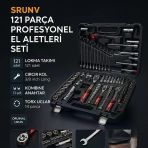 Srunv 121 Parça Profesyonel El Aletleri Seti | Lokma Takımı, Cırcır Kol, Kombine Anahtar, Torx Uçlar, Cr-V Çelik