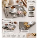 SS Trend Store Aynalı Kare Sunum Tepsisi 6’lı Set Kelebekli / Kelebeksiz Dekoratif Tepsi - Gümüş
