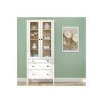 SSB Furniture Helen Beyaz Safir Meşe 194x35x83 cm Camlı Kitaplık