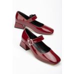 ST-006 Bordo Rugan Günlük 4 cm Topuklu Bayan Ayakkabı