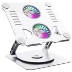 ST-801D Çift Fanlı Alüminyum Katlanabilir 360 Derece Dönebilir Laptop Dizüstü Macbook Standı