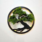 ST Dekor Led Işıklı Ve Yeşil Bonsai Ağaç Tablo 40cm - Siyah