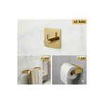 Staal Metalik Gold Banyo Seti – 304 Paslanmaz Çelik, Havlu, WC Kağıt ve Bornoz Askısı, Yapışkanlı Montaj