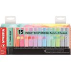 Stabilo Boss Original 15'li Pastel Renk Masaüstü Fosforlu Kalem Seti – Yumuşak ve Canlı Tonlar - Renkli