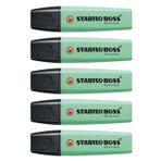 STABILO BOSS orijinal pastel fosforlu kalem 2-5 mm eğimli uç, pastel yeşil, 5 adet