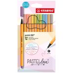 STABILO point 88 - Keçe Uçlu Kalem - Pastellove Set - 12'li Paket - Çeşitli Renkler
