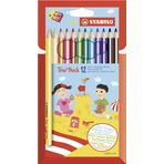 STABILO Trio Thick - Kuru Boya Kalemi - 12'li Paket - Çeşitli Renkler + Kalemtıraş
