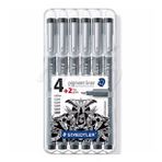 Staedtler 4+2 Set Pigment Liner Siyah Çizim Kalemi