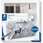Staedtler Mars Lumograph Charcoal Set Füzen Karakalem Eskiz Çizim Seti 12 Parça