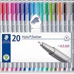 Staedtler Triplus Fineliner, üçgen, 20 parlak renkli set + Triplus Color seti, 20 parlak keçeli kalem, yüksek kalite - çocuklara uygun DIN EN-71
