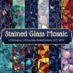Stained Glass Mosaic Scrapbook Paper Craft Pad: 12 Colorful Designs, 24 Double-Sided Sheets Printed on 8.5"x8.5" Size Paper With Premium Vibrant ... Collage, Cardstock, Gift Wrapping Etc
