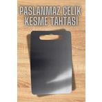 Stainless Art Paslanmaz Çelik Kesme Tahtası Antibakteriyel Üst Düzey Kaliteli (1 Adet) 30x20