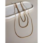 Stainless Steel Burgu Boru ve Italyan Zincir 3lü Kolye - Altın