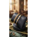 stainless steell gold renk 22 ayar altın kaplama zirkon taşlı 2'li bileklik set
