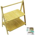 Stand - Ayaklı 2 Katlı Ahşap - Bambu Servis Sunum Tahtası 18X28CM -- 22X28CM - Standart