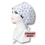Standart Beden Mavi Noktalı Güller Cerrahi Bone Doktor Hemşire Sağlıkçı Hastane Aşçı Bonesi