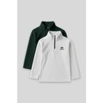 Standart Fit 2li Paket Çam Yeşili-Taş Erkek Çocuk Polar Sweatshirt - 11221