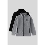 Standart Fit 2li Paket Siyah-Gri Melanj Erkek Çocuk Polar Sweatshirt - 11223