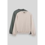 Standart Fit Basic O Yaka 2li Paket Bej-Çağla Erkek Sweatshirt - 88053
