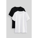 Standart Fit Basic O Yaka 2li Paket Siyah-Beyaz Erkek T-Shirt - 87911 - Siyah - Beyaz - 2XL