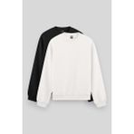 Standart Fit Basic O Yaka 2li Paket Siyah-Ekru Erkek Sweatshirt - 88053