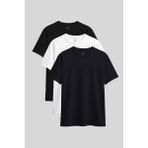 Standart Fit Basic O Yaka 3lü Paket Siyah-Beyaz-Lacivert Kadın T-Shirt - 97311 - Siyah - Beyaz - Lacivert - 2XL