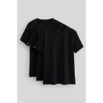 Standart Fit Basic O Yaka 3'lü Paket Siyah Erkek T-Shirt 87911 - XL