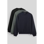Standart Fit Basic O Yaka 3lü Paket Siyah-Lacivert-Çağla Erkek Sweatshirt 88053
