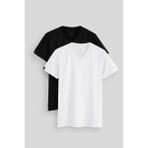 Standart Fit Basic V Yaka 2li Paket Siyah-Beyaz Erkek T-Shirt - 87912 - Siyah - Beyaz - M