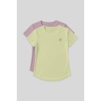 Standart Kalıp O Yaka 2li Paket Gül Kurusu-Limon Kadın T-Shirt - 97144