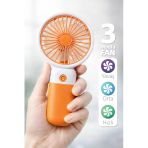 Standlı 3 MOD Şarjlı El Fanı 3 Kademe Seyahat Masaüstü Vantilatör Taşınabilir Mini Fan Turuncu F139