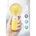 Standlı 3 MOD Şarjlı El Fanı 5 Kademe Seyahat Masaüstü Vantilatör Taşınabilir Mini Fan Sarı F139
