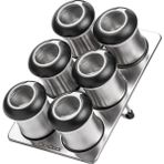 Standlı 6lı Paslanmaz Çelik Baharatlık Seti 110ML - Gümüş - 110 ml