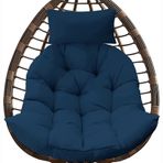 Standlı Dış Mekan Veranda Yumurta Sandalyesi - İç/Dış Mekan Kullanımı için Rattan Hamak Balkon ve Yatak Odası için Mükemmel - Rahat Mavi Asma Sandalye (Boyut: 120 x 105 cm)