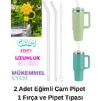 Stanley 2 Adet Renkli Cam Eğimli Pipet 1 Adet Fırça 10 mm Için Pipet Tıpası Pipet Kapağı Quencher Pipet Tıpası 40 Oz ve 30 Oz Uyumlu - Sarı