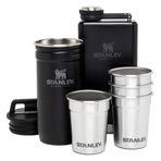 Stanley Adventure Pre-Party Flask and Nesting Shot Glass Set | 8 oz Leakproof Hip Flask | 4 Shot Glasses in Travel Carrying Case | Insulated Stainless Steel Liquor Flask | BPA-Free | Matte Black