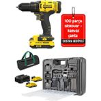 Stanley Fatmax Profesyonel 18V 2AH V20 Çift Akülü Matkap Seti Şarjlı Stanley Vidalama Makinesi