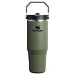 Stanley IceFlow Flip Straw Tumbler Pipetli Termos Bardak, Haki (Dried Pine), 0.89 Litre