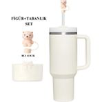 Stanley Quencher 1.18 Lt Uyumlu Tabanlık + Fiyonk Termos Aksesuarı - Krem