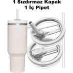 Stanley Quencher 40 Oz 1.18 Lt Termos Uyumlu Sızdırmaz Yedek Kapak - İnci Beyazı